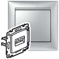 770231 Розетка RJ45 UTP кат5е 2выхода с захватами   АЛЮМ   VALENA