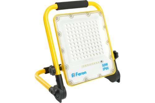 Светодиодный прожектор Feron LL-951 50W переносной с зарядным устройством  IP66 10Ah 18650, 6400K, I