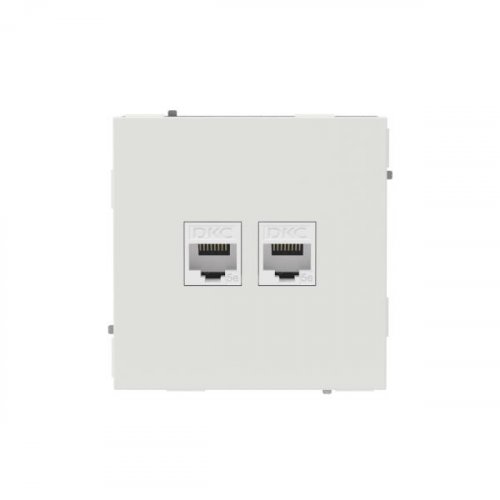 Компьютерная розетка RJ-45 без шторки, кат.5е двойная, KANT, белый песок