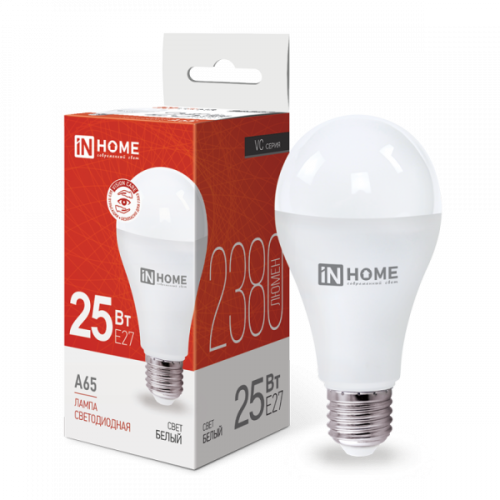 Лампа 25w LED-A65-VC 25Вт 230В Е27 4000К 2380Лм IN HOME