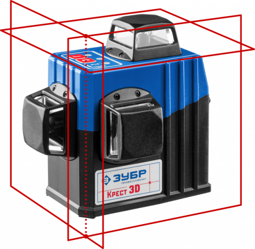 Нивелир лазерный КРЕСТ 3D  3х360°, 20 - 70 м, точн. +/-0,3 мм/м ЗУБР Профессионал