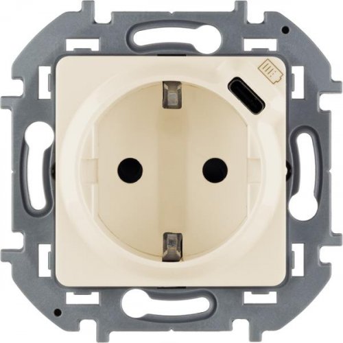 INSPIRIA - слон.кость Розетка 2К+З 16А 250В со встроенным USB C 1.5А 5В