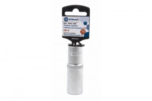 Головка торцевая глубокая КОБАЛЬТ 1/2", 19 мм, Cr-V (1 шт.) подвес
