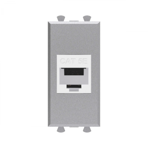 Компьютерная розетка RJ-45 без шторки модульная, кат.5е, Avanti, закаленная сталь, 1 модуль