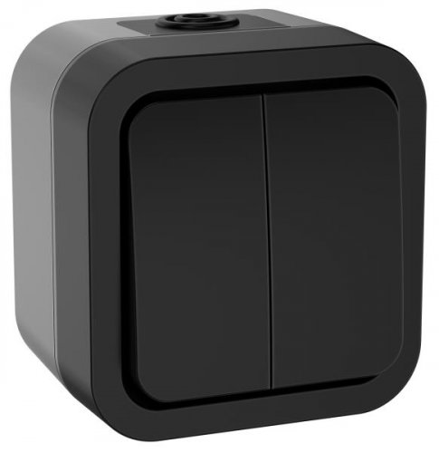 IEK TORS Выключатель двухклавишный 10А IP55 TS105 графит