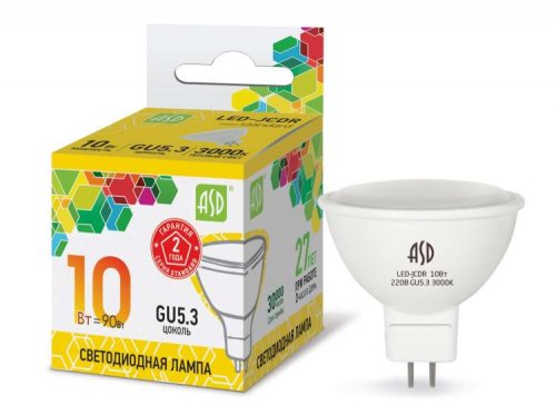 Распродажа! Лампа светодиодная LED-JCDR-std 10Вт 230В  GU5.3 3000К 900Лм ASD
