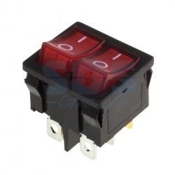 Выключатель клавишный 250V 6А (6с) ON-OFF красный с подсветкой ДВОЙНОЙ Mini (RWB-305) REXANT