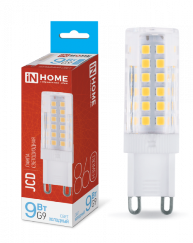 Лампа 9w LED-JCD 9Вт 230В G9 6500К 860Лм IN HOME