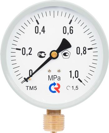 РОСМА Манометр ТМ 510М2, D100, G1/2", радиальный, 0-1 МПа, Тмакс=120°С, кл. 1,5